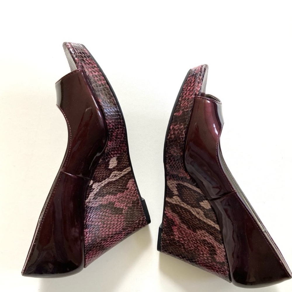 Bandolino Burgundy Wine Snakeskin Wedge Pumps
